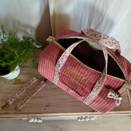 Sac a Langer Velours Vieux Rose