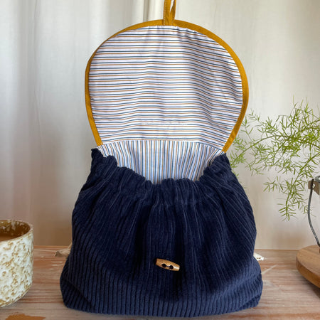 Sac à Dos Bébé Crèche - Bleu Marine Fait Main